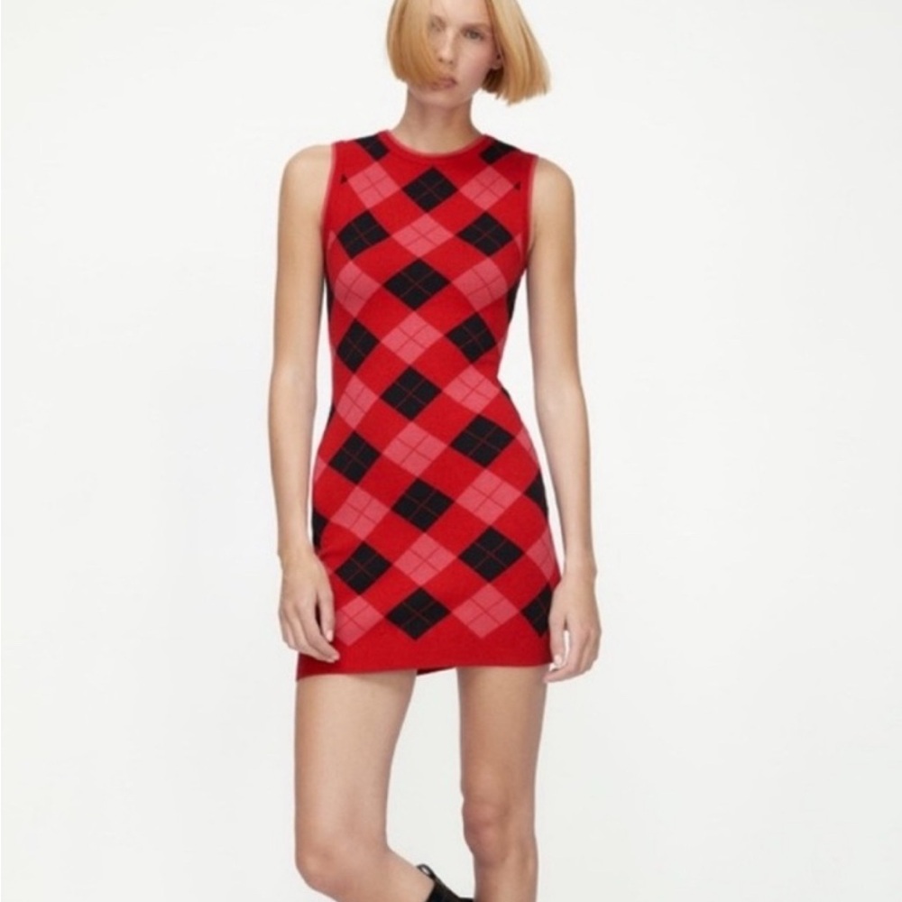 Zara Red and Black Sheath Mini Dress